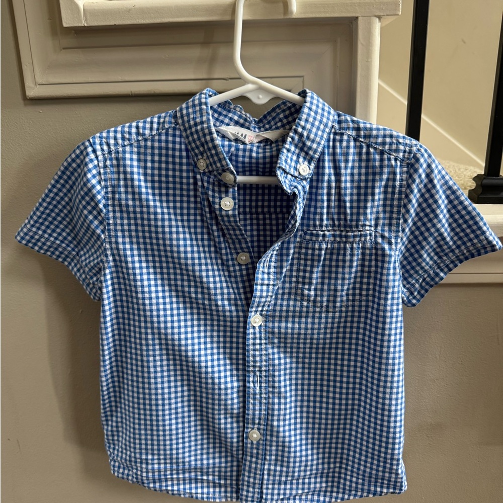 H&M Kids Blue Gingham Button Down Shirt